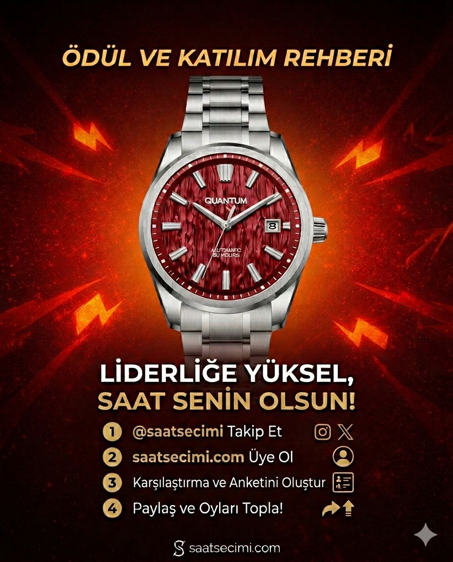 SaatSeverlerDer's tweet photo. Nasıl Katılırım? Kazanmak için şansa ihtiyacın yok, sadece doğru seçimi yapman yeterli! 🚀
Nasıl mı katılırım? 
1⃣ Takip et (@saatsecimi) 
2⃣https://t.co/uYZjKXA11r adresine üye ol. 
3⃣Dilediğin iki saati karşılaştır ve kendi anketini oluştur, çevrenle paylaş, oy topla! https://t.co/9o7LlXW7jk