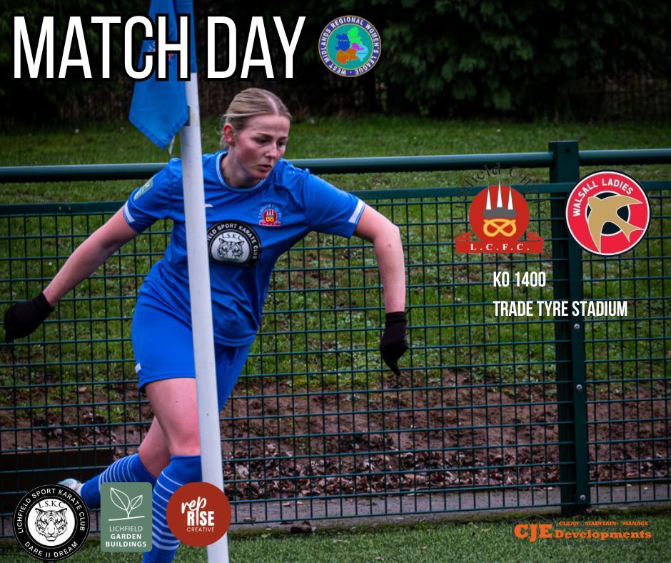 LichfieldWomen's tweet photo. It's Matchday.

We welcome Walsall Women to the Trade Tyre Stadium this afternoon which is sure to be a very exciting fixture. If you can't make todays game  HT and FT results will be issued ASAP. https://t.co/MHhJI1RFzd