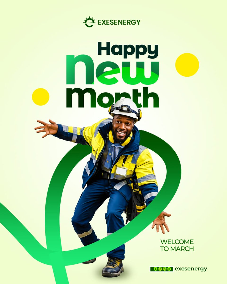 Happy New Month from all of us at Exesenergy.

 May this month bring you uninterrupted success and the ability to smash your goals. Let’s light it up! 💡💚
#HappyNewMonth #WelcomeToMarch #Exesenergy #SolarPowerNigeria
