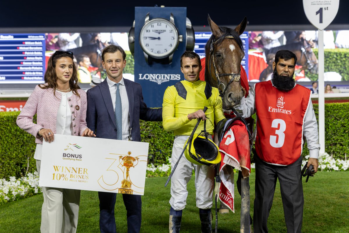 RacingDubai's tweet image. What a night for @gainsboroughHQ!

🥇 Quddwah
🥇 Meydaan
🥇 Title Role

#SuperSaturday | @emirates