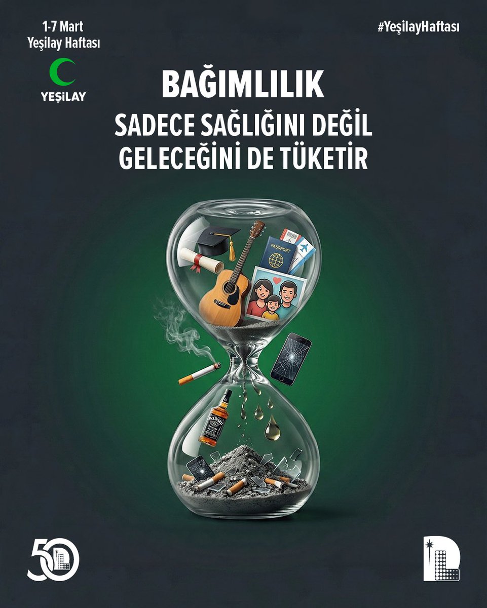 Bağımlılık sadece sağlığınızı değil, geleceğinizi de tüketir.

1-7 Mart Yeşilay Haftası 🟢

#DüzenLaboratuvarı