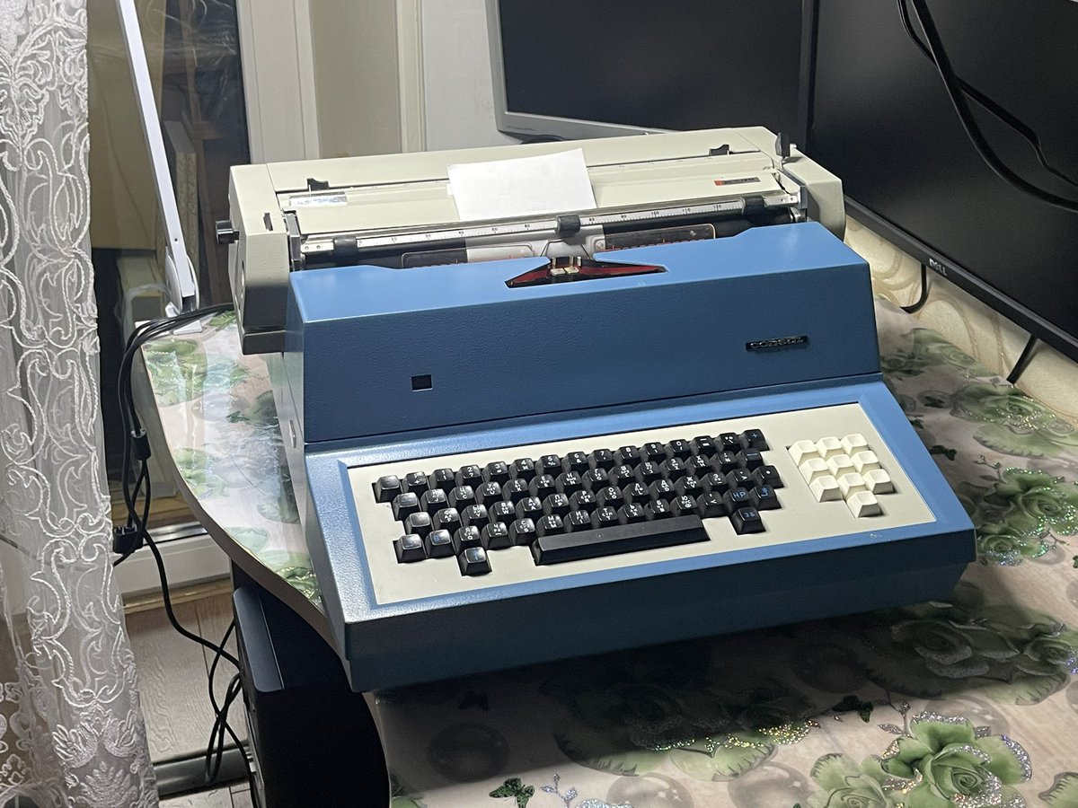 GryphonLab's tweet photo. Consul 256 - Czechoslovakian paper terminal (“type” printer + keyboard), which I do hope to connect to my Elektronika-60M, a soviet clone of PDP-11 https://t.co/fYNBafawA8