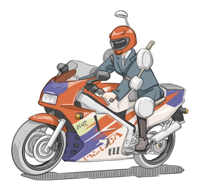 調理器具でプロテクターを作ってみた女子です。 (ホンダ NSR250R(MC28))【再掲】 #バイクJK #イラスト