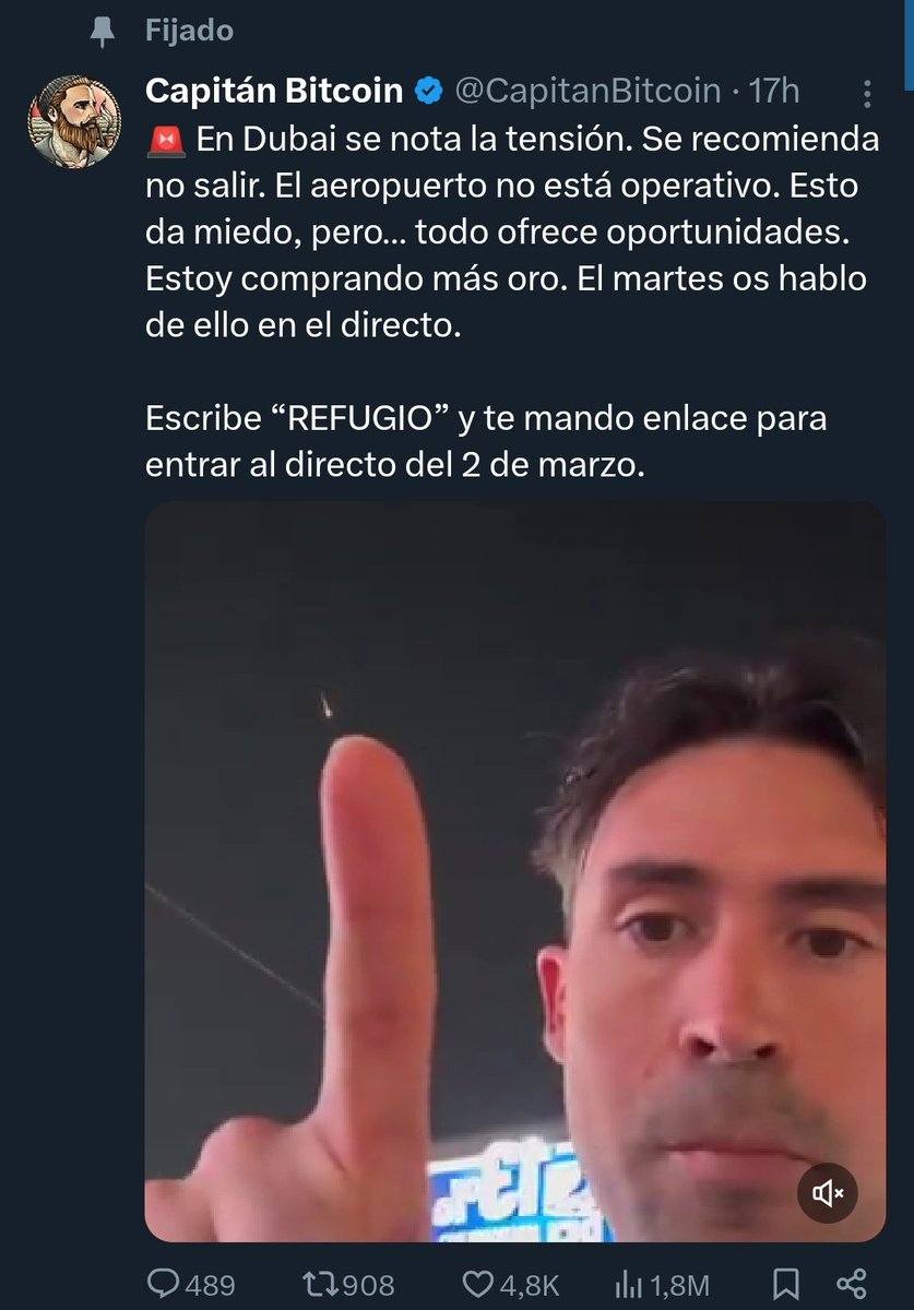 Lo del capitán criptomoneda vendiendo cursos mientras caen las bombas me lo tienen que explicar despacito.