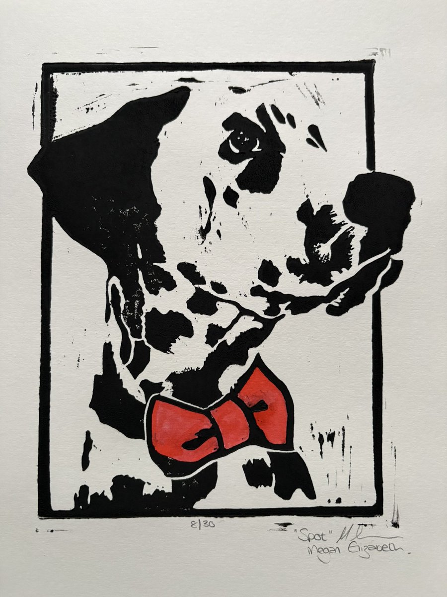 MeganArtUK's tweet photo. I'm absolutely obsessed with how these Dalmatians turned out - the colours are stunning! Most will be on my website soon, but two have already found homes. Message me to reserve yours!
#dalmatian #dalmatians #popartstyle #brightcolours #linoprints https://t.co/qFDVlTMTtL