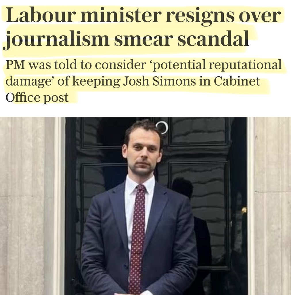 Er … it was a good day for Starmer to bury bad news wasn’t it? not just one bit of bad news …but 3 !

▪️Josh Simons – Resigned as a Cabinet Office minister over his past role at Labour Together, alleged to have spied on journalists 

▪️Joe Docherty – Newly appointed Labour peer
