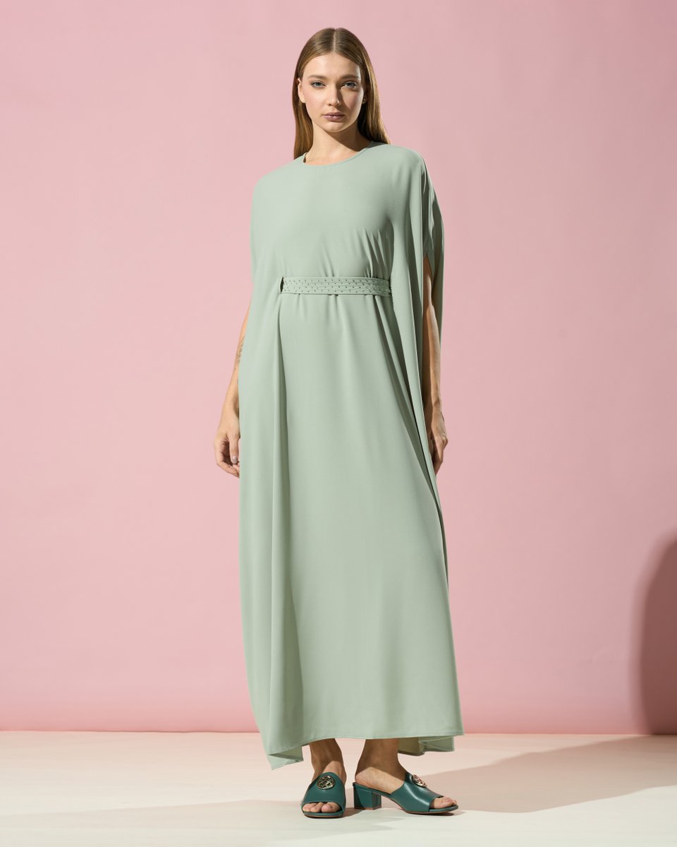 pierrecardinuae's tweet image. Sculpted minimalism. A structured silhouette in muted sage for the modern icon. #PierreCardin #RamadanCollection