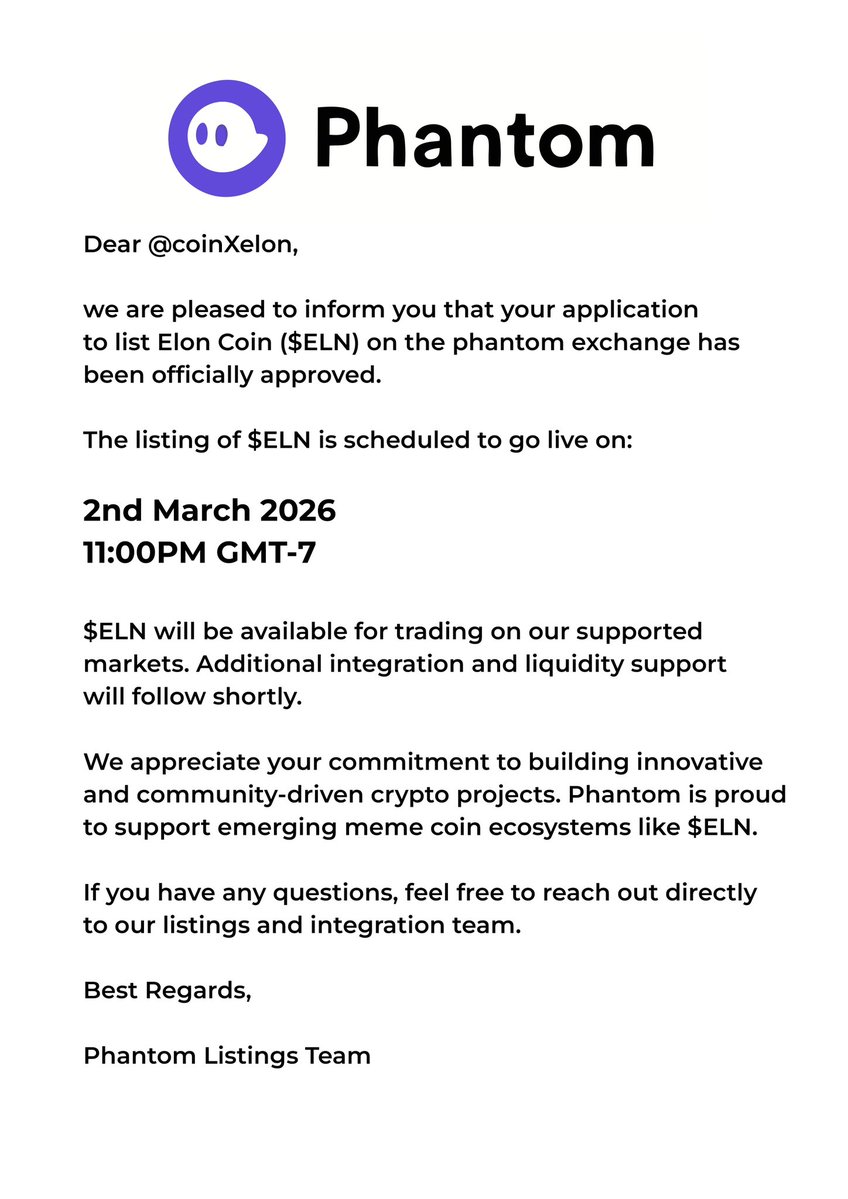 $ELN PRESALE LIVE NOW!!
START THE NEW YEAR(2026)🎄 WITH GREATNESS AS $ELN LAUNCH 🚀 MARCH 2nd.

REMEMBER CRYPTO is simple 1 $SOL can quickly turn to 500 $SOL 💸💵💰🤑

HOW TO BUY $ELN
SEND $SOL TO,

A6hYw1RuNkovDX4b8DDnKrsX3Y7qU6SHQWfU74z4Q46h

0.5 $SOL = 50M $ELN
1 $SOL = 100M