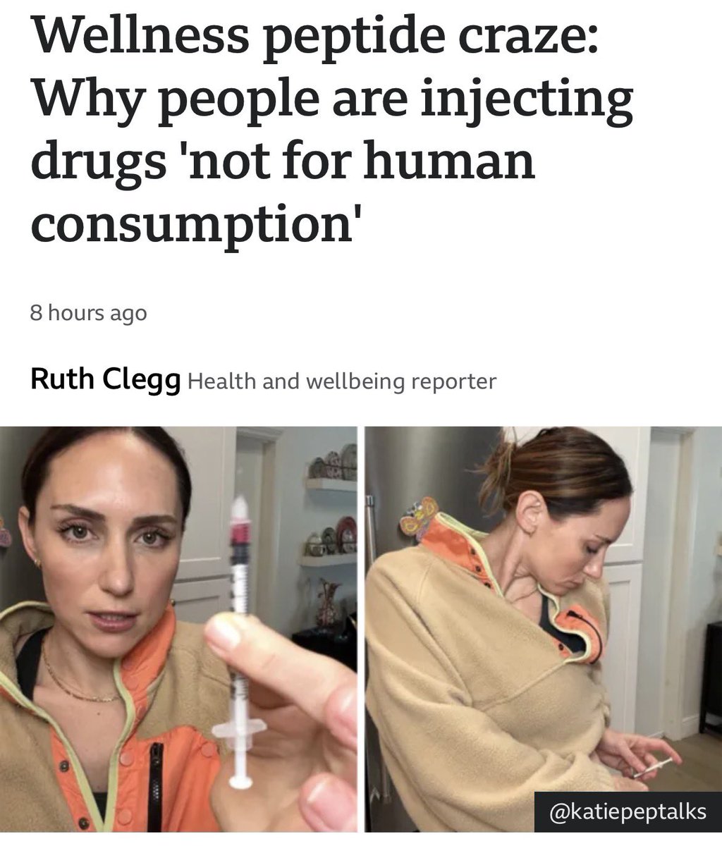 pinktearoom's tweet image. BBC report on the peptide craze: people are injecting “research” chemicals sold online. Limited human evidence, no quality control, real risk of contamination.
Read below👇
bbc.com/news/articles/…
#WomensHealth #Health #HormoneHealth #Menopause #Wellness