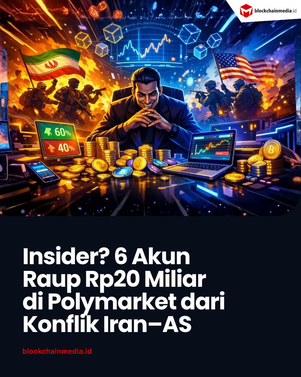 Vingika's tweet image. Investigasi terbaru mengungkap dugaan insider trading dalam taruhan di pasar prediksi Polymarket terkait konflik Iran dan Amerika Serikat.

BACA SELENGKAPNYA: blockchainmedia.id/insider-6-akun…

#AS #Insidertrading #iran #KonflikIranAS #polymarket #crypto #cryptonews #asetkripto