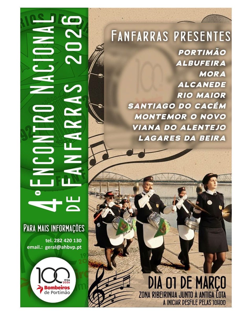 CB_Portimao's tweet photo. 🎺🚨 HOJE É O GRANDE DIA! 🚨🎺

O 4.º Encontro Nacional de Fanfarras está aí e contamos consigo!

Venha acompanhar-nos a partir das 10h00, na Zona Ribeirinha, junto à antiga Lota, e desfrutar de um espetáculo único com as várias fanfarras presentes.

Esperamos por si! 💚🥁 https://t.co/7BFPTWXnoi