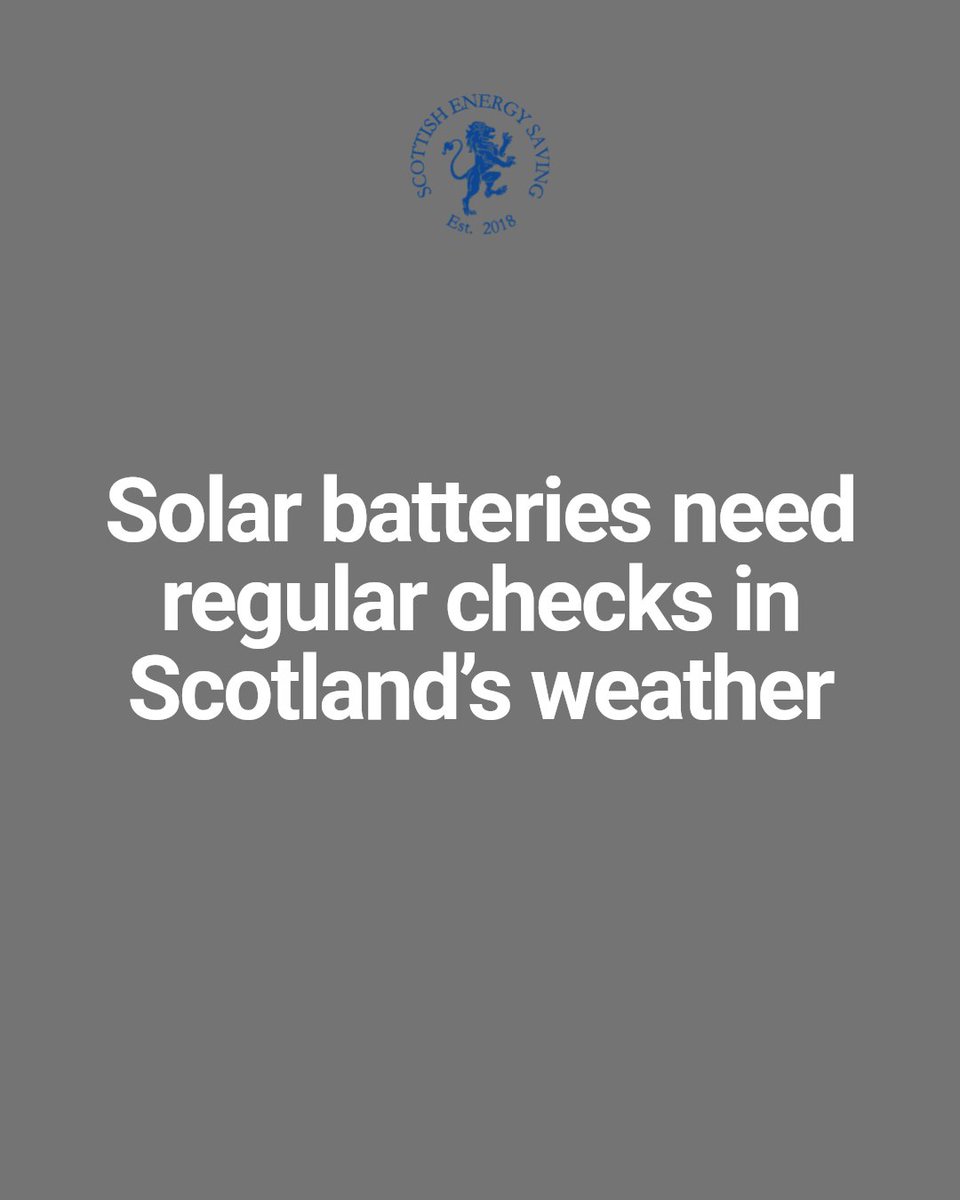 ScotlandEnergy's tweet image. Think your solar battery is set and forget? Think again. Regular checks keep your system running well in Scotland's weather. Book your free energy check today with Scottish Energy Saving. #NetZeroScotland #NetZeroScotland