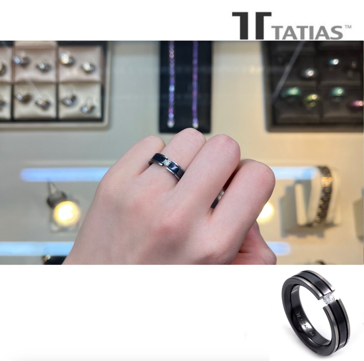 tatiasdotcom's tweet photo. TATIAS titanium ring T-231 CO.
The main stone, set as a partially colored matte black tension titanium ring, shines even more.

https://t.co/wG3byspvT8 https://t.co/c658gJo4xc