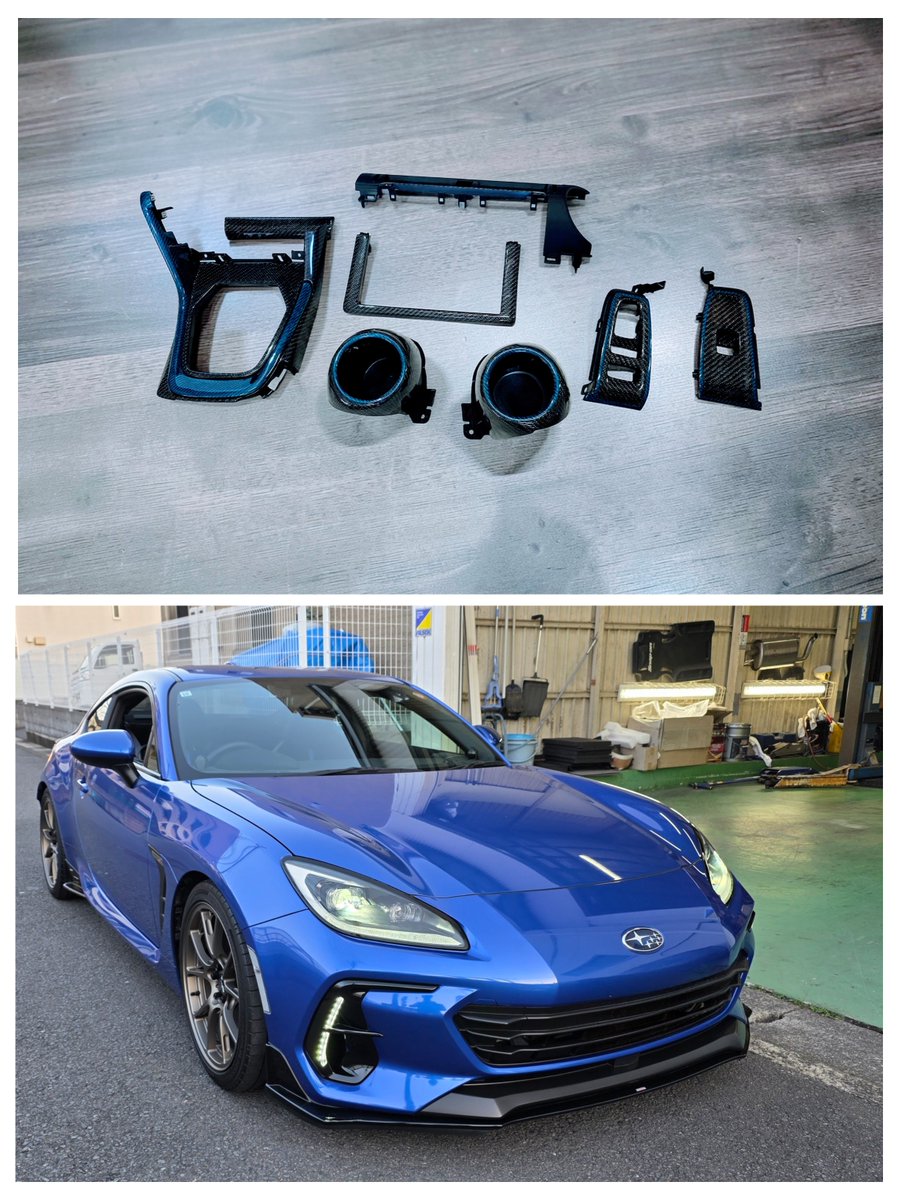 LIBERAL_CORP_'s tweet photo. SUBARU ZD8の内装のご用命を頂きました😉今回はブラックカーボンを基調に、縁をブルーカーボンにて製作♪
差し色はパーツ単体すべてではなくても、塗分けの感覚でカラーカーボンを差し込むことも可能です👌
芸の細かい、職人技を体験してください~い♪
#LS1 #CARBONS #SUBARU #BRZ #カーボン加工 https://t.co/CzjUg5Rh5Z