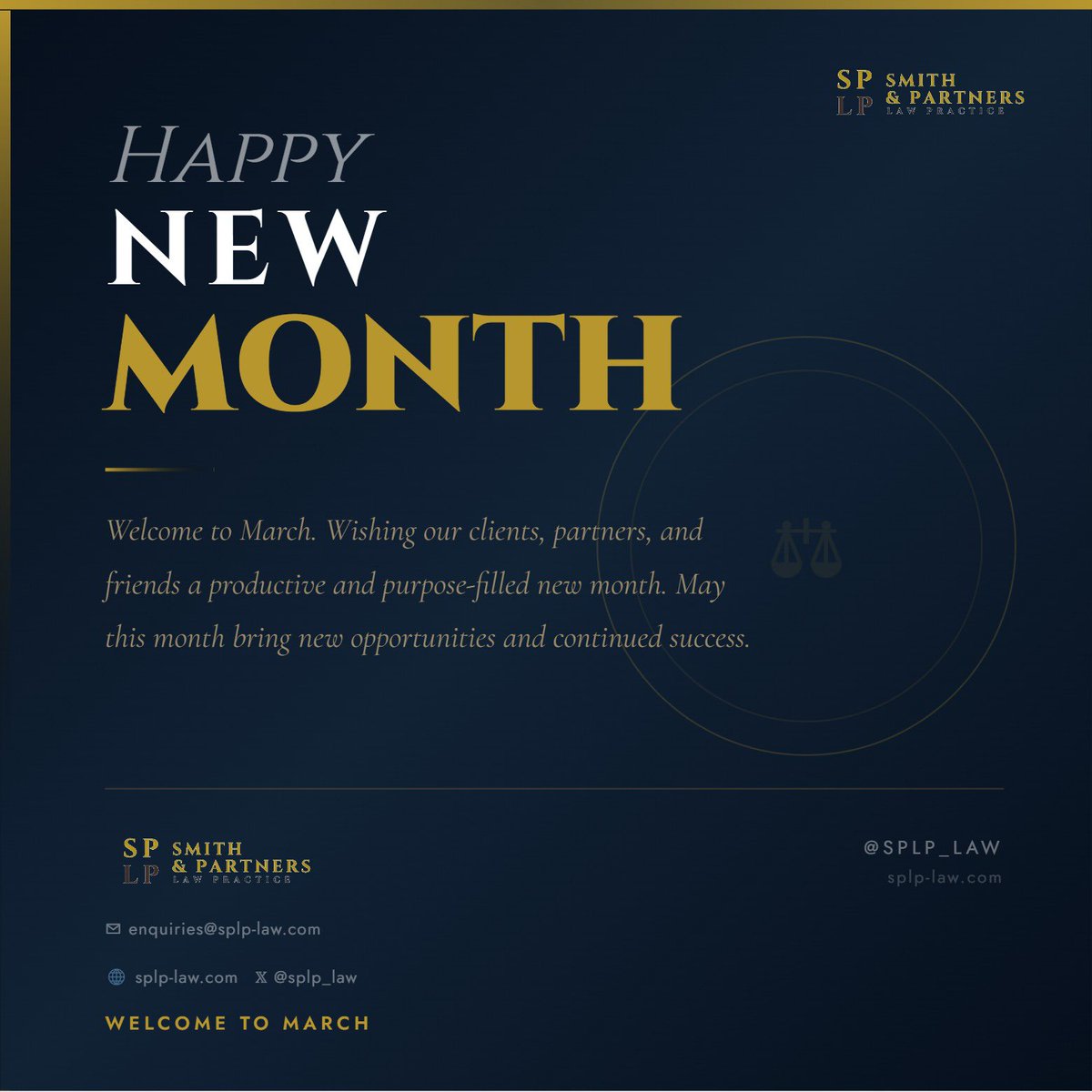 splp_law's tweet photo. Welcome to March. Wishing our clients, partners, and friends a productive and purpose-filled new month. May this month bring new opportunities and continued success. https://t.co/NyUSG5sA4h