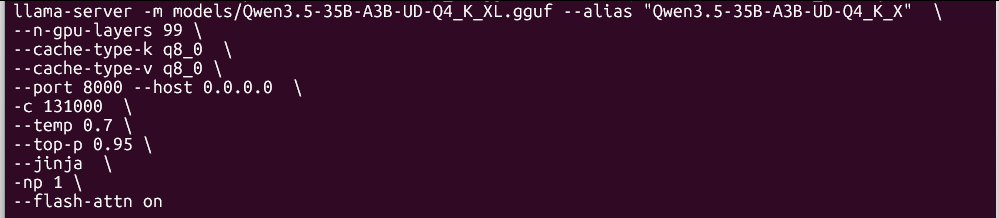 nlienard's tweet photo. @waltonoemi @sudoingX what is cache version command ? i run it like that https://t.co/JqD8CMoo1M