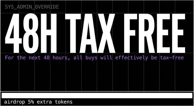 $VIBE SECOND TAX-FREE EVENT – 48 HOURS ONLY! 

As a huge thank you to our amazing believers &amp; long-term believers in the vision...

We're going tax-free on all buys for the next 48 hours + airdropping an extra 5% bonus tokens to every participant!

dexscreener.com/ethereum/0x8e7…

ETH