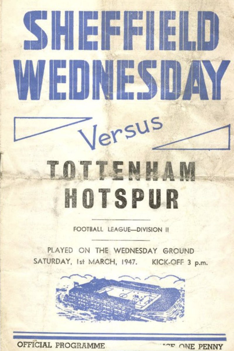 Dunsbyowl's tweet photo. #onthisday in 1947, Wednesday were 19th in the 2nd Division after a cracking 5-1 home victory vs @SpursOfficial in front of 23,144 #swfc goals Jimmy Dailey 3, George Hunt & Charlie Tomlinson #swfc #SheffieldDouble https://t.co/FKKinEPjP3