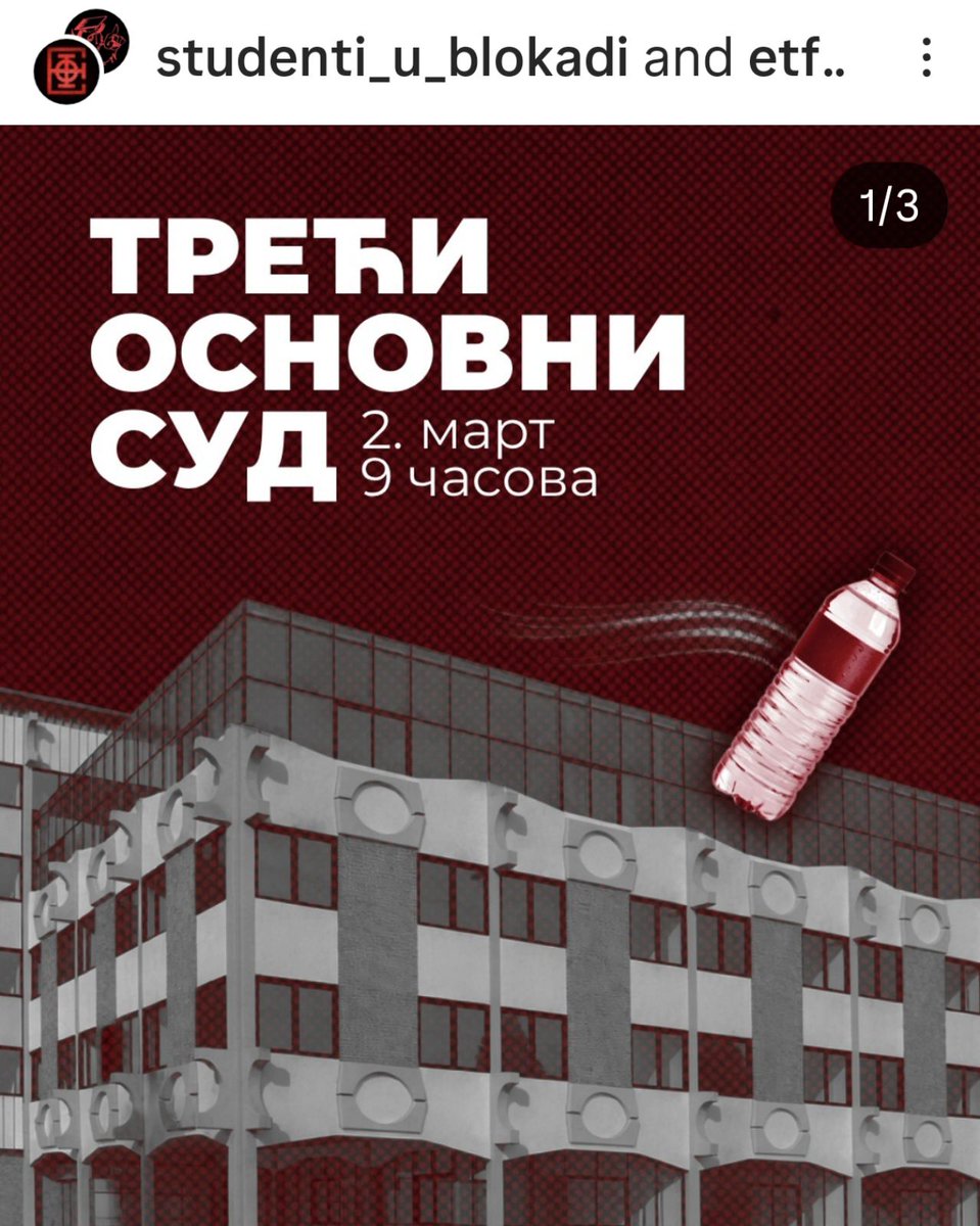 ManakNikola's tweet photo. Суђење студенту који је полио Туршију водом!
Дођите да га подржимо.
НИКО НИЈЕ САМ!
1/3 https://t.co/jOpqbPR0P8