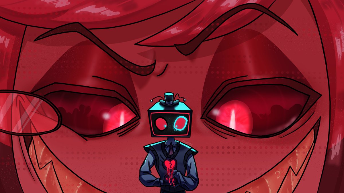 Joining the #gatormurkyDTIYS in the last moment!
I had meant to do this a month ago, but I didn't have time until now.😅

(Btw, I felt like giving Alastor a lazy eye, although I often forget in my fanarts.)

#hazbinhotel #hazbinhotelfanart #radiostatic #radiosilence