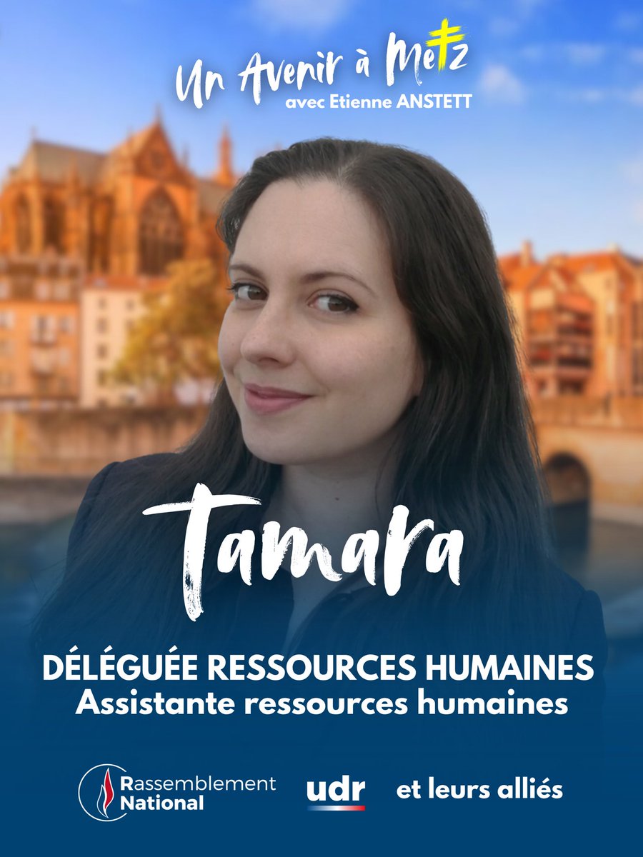 ILS SONT UN AVENIR À METZ !
👤 Tamara CARVALHO MARTINS, déléguée aux ressources humaines

🎂 ÂGE : 29 ans
💼 MÉTIER : Assistante Ressources Humaines
🎖️ ENGAGEMENT : Ancienne responsable adjointe au sein de la Cocarde Étudiante
📚 PASSIONS : Passionnée d’histoire, notamment de