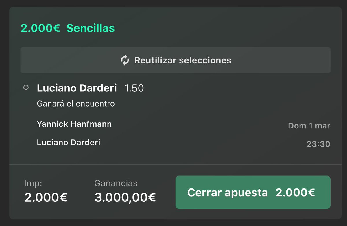 ApuestaValor's tweet photo. 🎾 ATP SANTIAGO ⭐️
Darderi quiere seguir reinando en la gira de arcilla. 🧱
✅ LUCIANO DARDERI (1.50)
Superioridad desde el fondo y mejor estado de forma que un Hanfmann que sufre en el peloteo.
Picks GRATIS 👇 https://t.co/B9qr25Fahz
#Tenis #ATPSantiago #Darderi #Hanfmann https://t.co/Q2hdcvqJY7