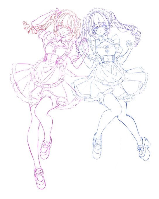 ラフ→線画→塗り 