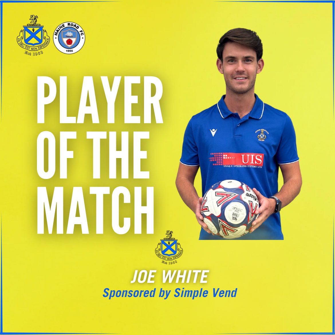 AshtonAthletic's tweet photo. Player of the match - Joe White 🏆

Standout yesterday and dependable at the back, as always 👏

🤝 Joe is sponsored by Simple Vend

#Yellows https://t.co/B44RiioofI