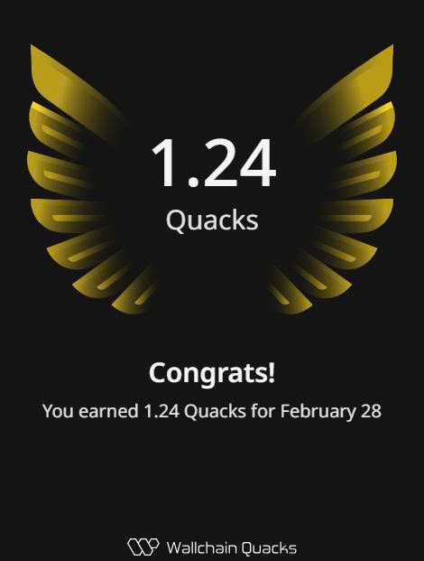 Good relaxing and joyful Sunday afternoon, <a href="/wallchain/">Wallchain Quacks</a>  fam!
I was out relaxing all day, so I’m just posting a bit about <a href="/wallchain/">Wallchain Quacks</a>  now.
Today I received an additional 1.24 Quack for my post on Feb 28.
With <a href="/wallchain/">Wallchain Quacks</a> , just stay consistent and keep sharing regularly . Quack