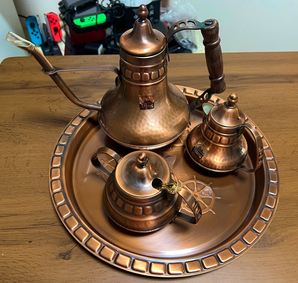これが手に入れた銅製のコーヒーセット！ ちょっと3300円は信じられ