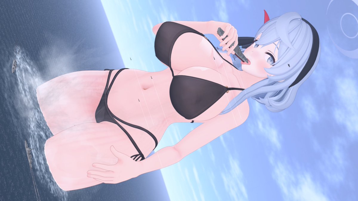 decalto_D's tweet photo. ただ海を歩いてみたり、空母をぺろぺろしてみたりするアコちゃんです😊 https://t.co/5nKo5qBHUz