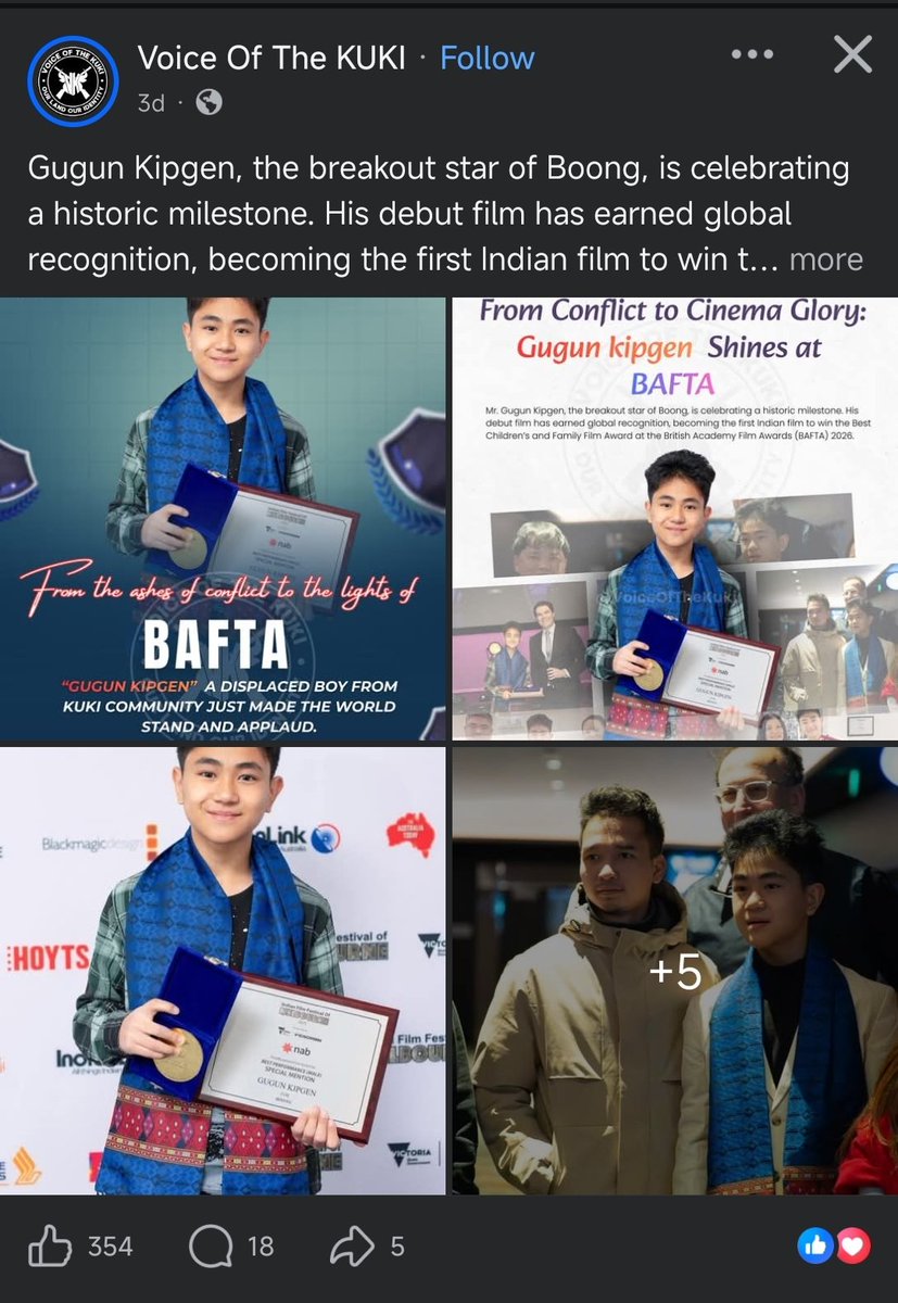Where did the 
"We are already Separated"
"Respect the buffer Zone"
"Stay in your 650 zone"
all go in this case?????

Celebrates the success of "Meitei language" film when the world acknowledges the film.
Shameless, hypocritical Lowlifes.
