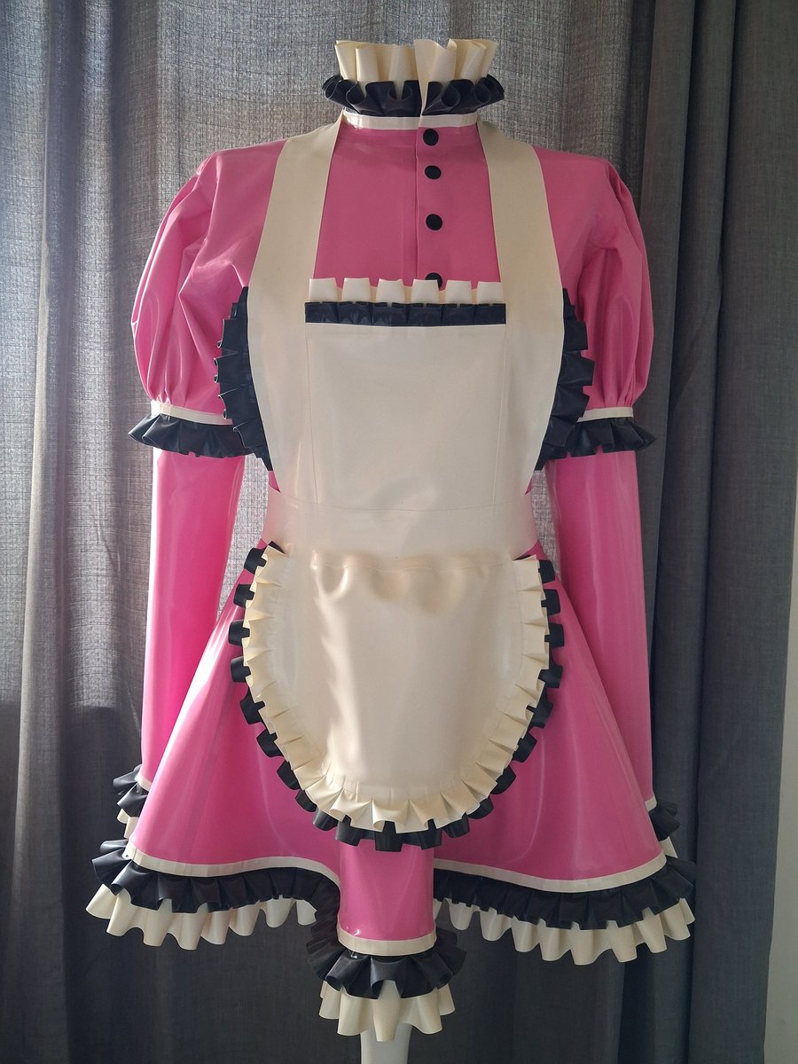 pink frilly maid dress Elainilye Fashion Womens Maid Uniform Suit Plus Size Pure French Maid Dress Short Sleeve Square Neck Dress,Pink, Women's, Size: 3XL(US:14)