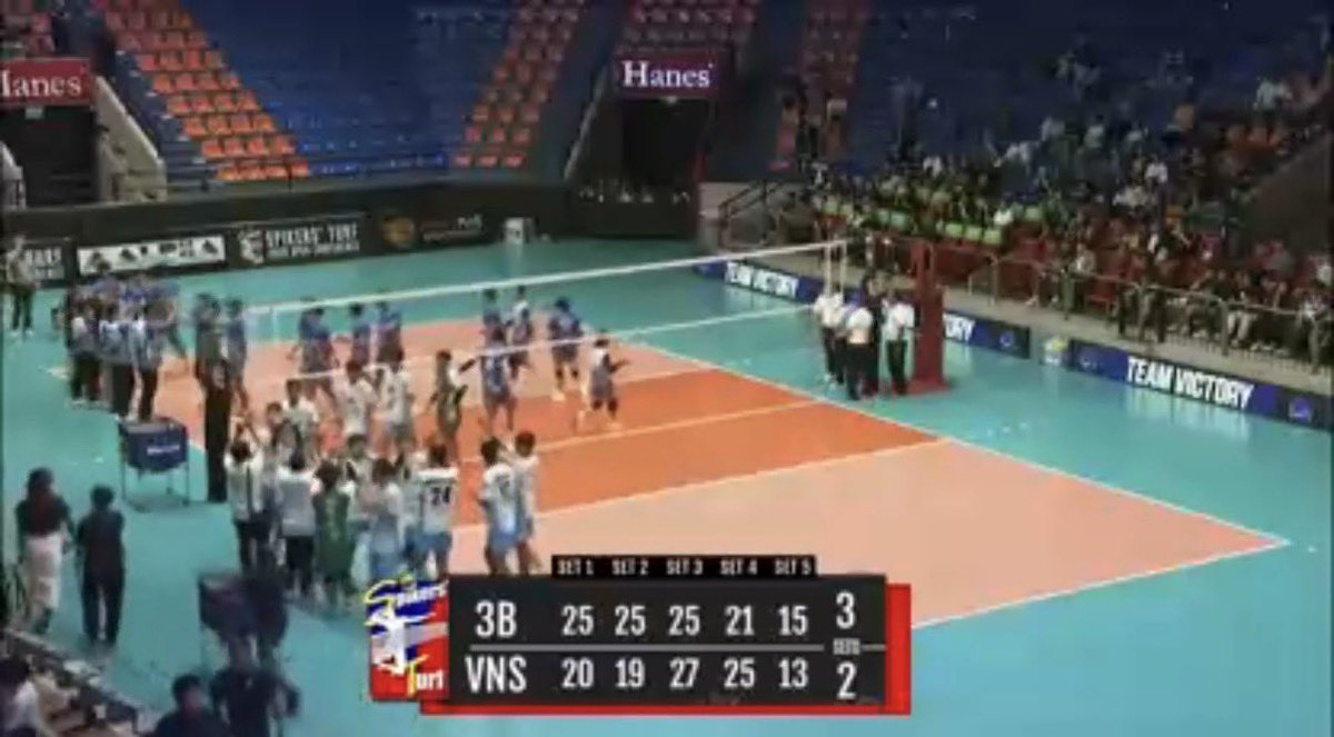 3B Event Masters🎪(1-1) win the first 5-set match of the season against the VBS Always Bright Laticrete🦅(0-3), 25-20, 25-19, 25-27, 21-25, 15-13.

Player of the game is Carl Berdal with 29 points from 28 attacks, and 1 block.

#SpikersTurf2026