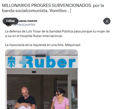 El rojerío subvencionado del cine parasitario español es tan partidario de la sanidad pública que ni la pisa. Como el palestino Tosar ese.