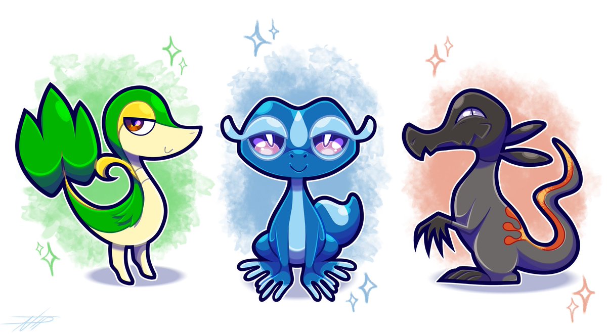 idk_widwml_lol's tweet photo. ✨️Sassy reptile trio✨️
💚💙❤️
#Snivy #Gecqua #Salandit https://t.co/zz6ljsHYsu