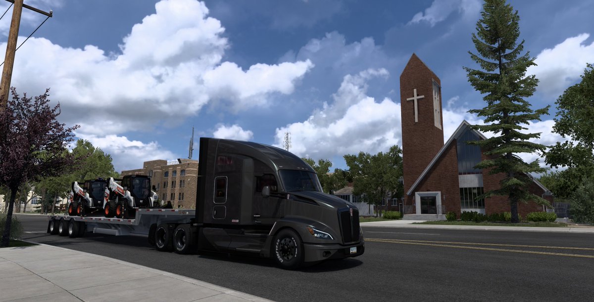 ats_ryoryo's tweet image. スキッドステアローダー？を運んでみた😀
頭でっかち😅
あまり今日はマップ埋まらなかったなー

#ATS #AmericanTruckSimulator
#Kenworth