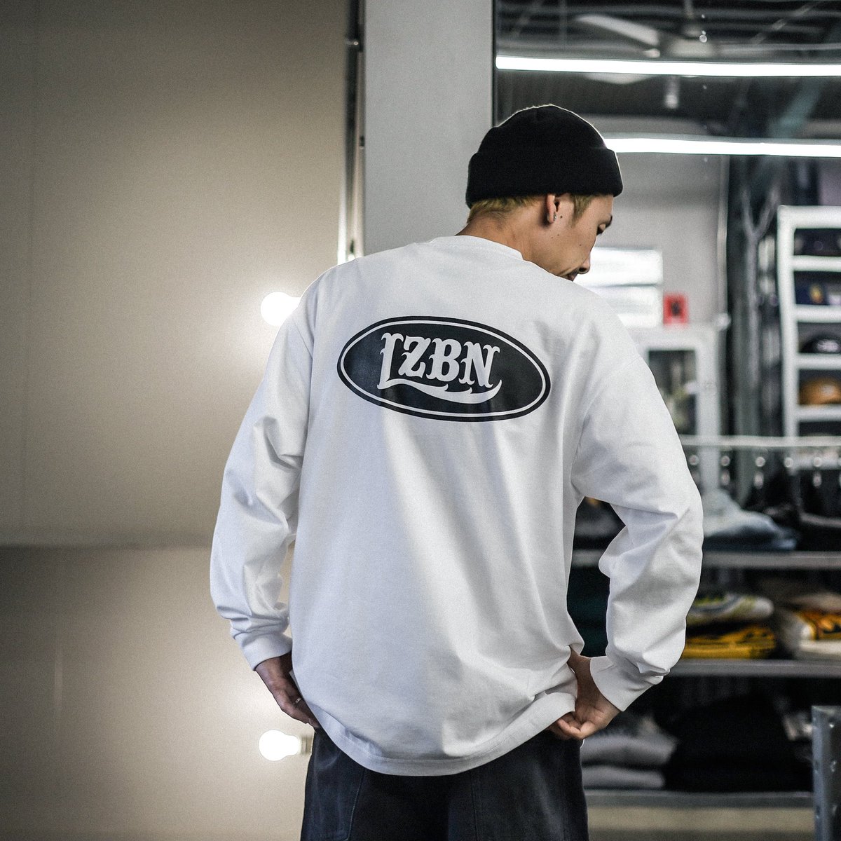 LZBN】MOTOR OVAL HEAVYWEIGHT L/S TEE (WHITE) 173cm XLサイズ着用