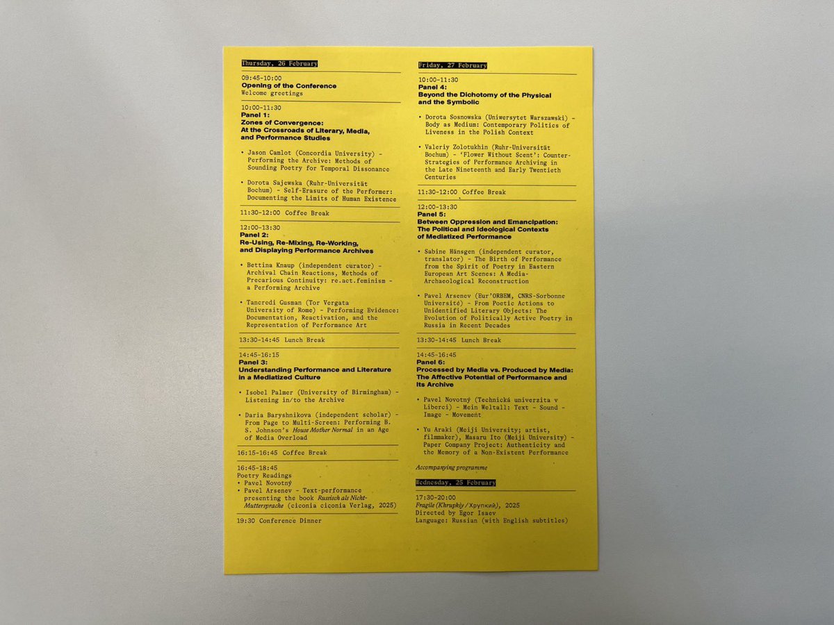 【活動報告】メンバーのARAKIとITOHがドイツのBochumで開催された学会で当カンパニーについて発表しました。

Approaching Performance Archives in the Age of Media Overload
Zugänge zu Performance-Archiven im Zeitalter der Medienüberflutung
 
International Conference
25–27 February 2026