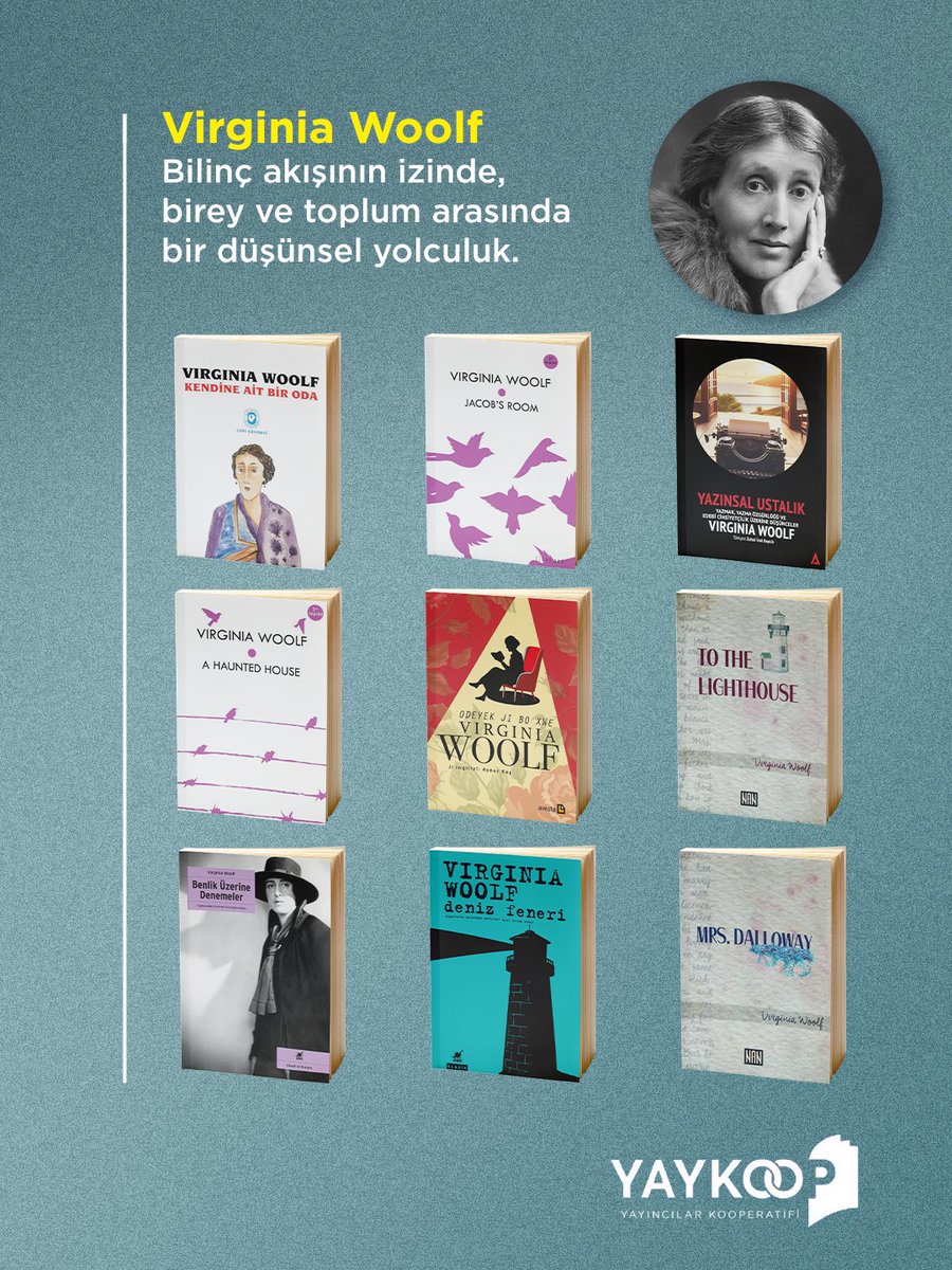 YayincilarKoop's tweet photo. Zamanı, hafızayı ve kadının sesini yazan güçlü bir isim: Virginia Woolf.

Kendine ait bir odadan dünyaya yayılan eserleri https://t.co/9lXF66TFU3’da ✨📚 https://t.co/9gwTA9e9Mp