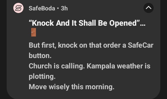 messymiss211's tweet photo. Love the safe boda marketing strategy #safeboda https://t.co/gIsAWqGtgu