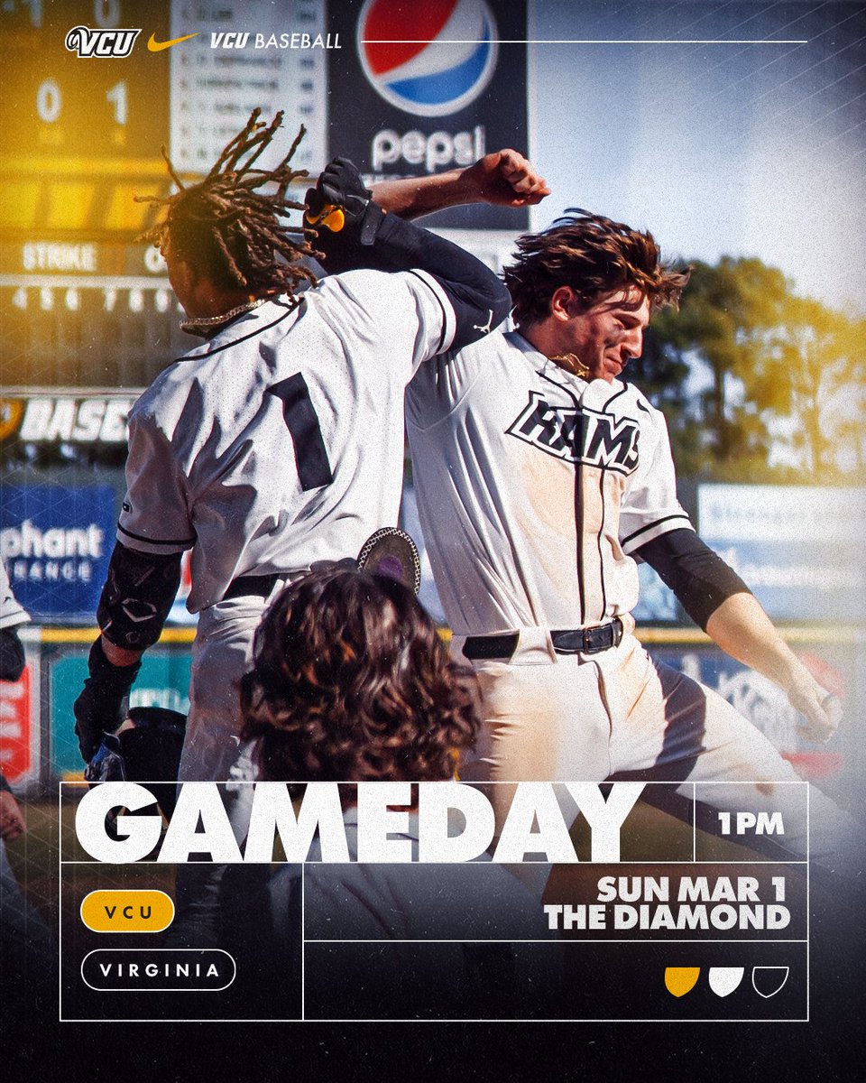 VCUBaseball's tweet photo. Kicking off a nine-game homestand😤

🆚 Virginia
📍 Richmond, Va.
🏟️ The Diamond
🕐 1 PM
📺 https://t.co/YkEhcbU6et
📊 https://t.co/HTp7qCJHWa
🎟️ https://t.co/nM38yCOaDl https://t.co/rCHEOidjDl