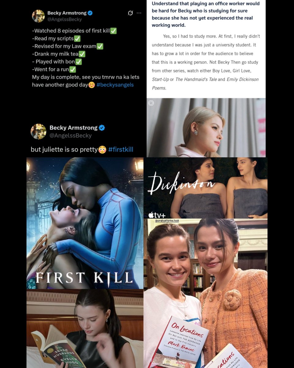 -Watching First Kill
-Crushing over Juliette Fairmont (Sarah Catherine Hook)
-Watching Dickinson for "research purposes"
-Reading Seven Husbands of Evelyn Hugo 

Oh Becbec, I know what you are and it's definitely not straight🤣

#beckysangels