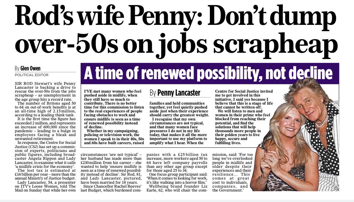 🚨NEW: There are now more than TWO MILLION over-50s on out-of-work benefits.

This is up by 600,000 since the pandemic.📈

We are concerned about the financial instability and poor health of thousands in their golden years. 

The CSJ’s Beyond Midlife Commission has set out to