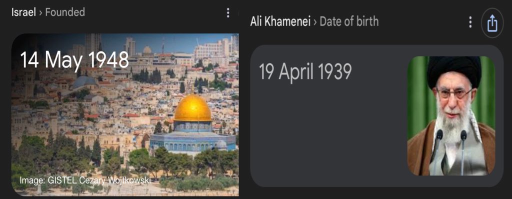 Israel DOB                              Khamenei DOB