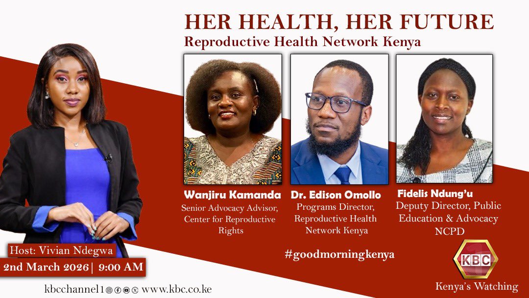 We’re joining the conversation on Her Health, Her Future to spotlight the urgent need for equitable access to sexual and reproductive health services in Kenya.

Catch our Senior Advocacy Advisor, @wanjirukamanda alongside partners from @reproductivehealthnetwork and @ncpd_kenya