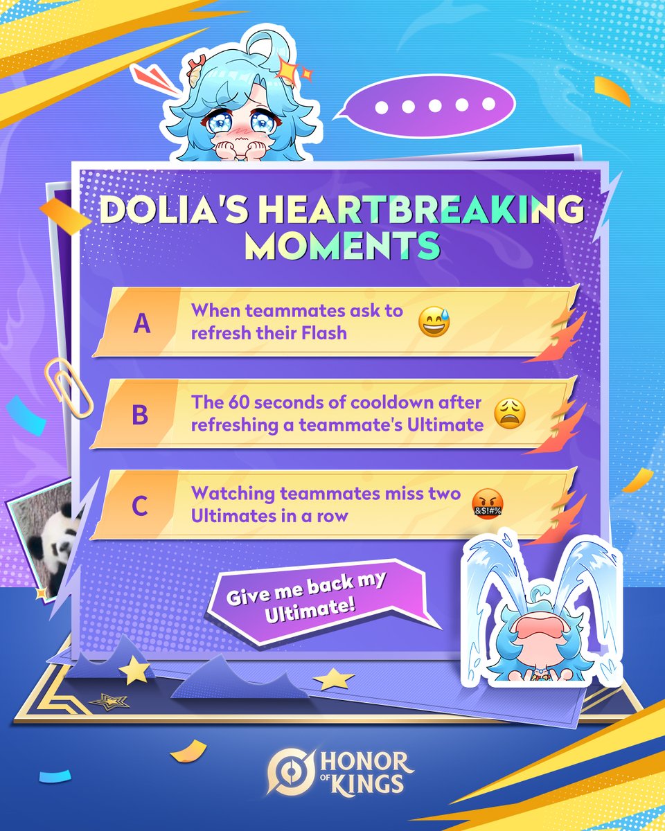 🔍 QQQuiz of Kings!
😭 Please choose your Dolia heartbreak moment.

#HonorofKings #HOK #QuizofKings