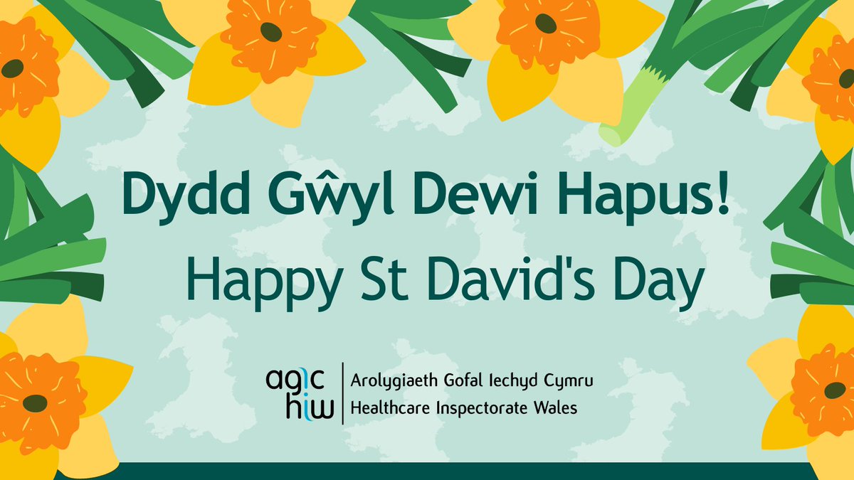 HIW_Wales's tweet photo. 🌼✨ Happy St David’s Day!
Today we celebrate the culture, language and spirit of Wales.
🌼✨ Dydd Gŵyl Dewi Hapus!
Heddiw rydyn ni’n dathlu diwylliant, iaith ac ysbryd Cymru.
#AGIC #YsgogiGwelliant #GwirioGofalIechyd #HIW #DrivingImprovement #CheckingHealthcare https://t.co/ej64tVlmna