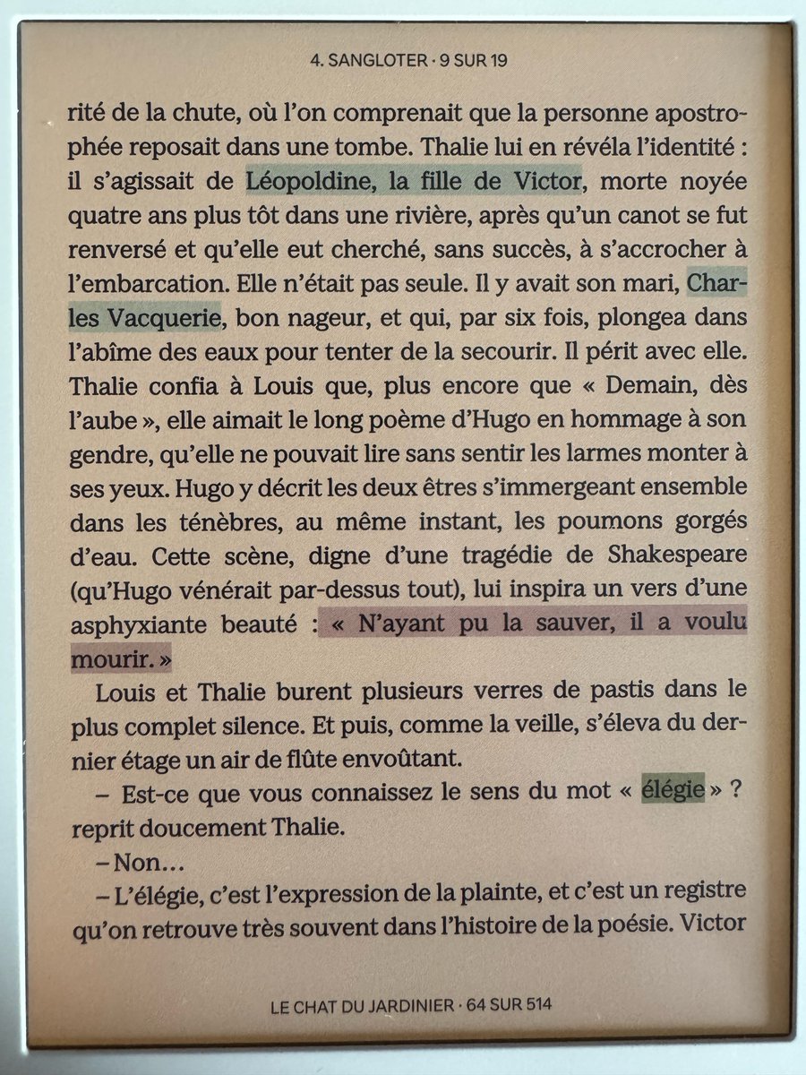 _JeanSeb_'s tweet photo. @memoart_dadrien Dans ma dernière lecture : Le chat du jardinier de Thomas Schlesser, ce poème est cité par l'un des personnages central de ce livre, mais elle parle aussi du poème hommage de Victor Hugo à son gendre, Charles de Vacquerie, mort en essayant de sauver sa femme Léopoldine. A lire : https://t.co/qheE2MVhQE