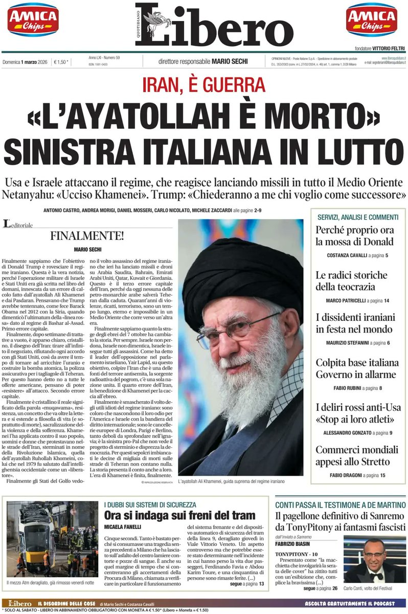 Mario Sechi dalla prima pagina del suo giornale di merda ci informa come stanno realmente le cose.
Ma vaffanculo!
